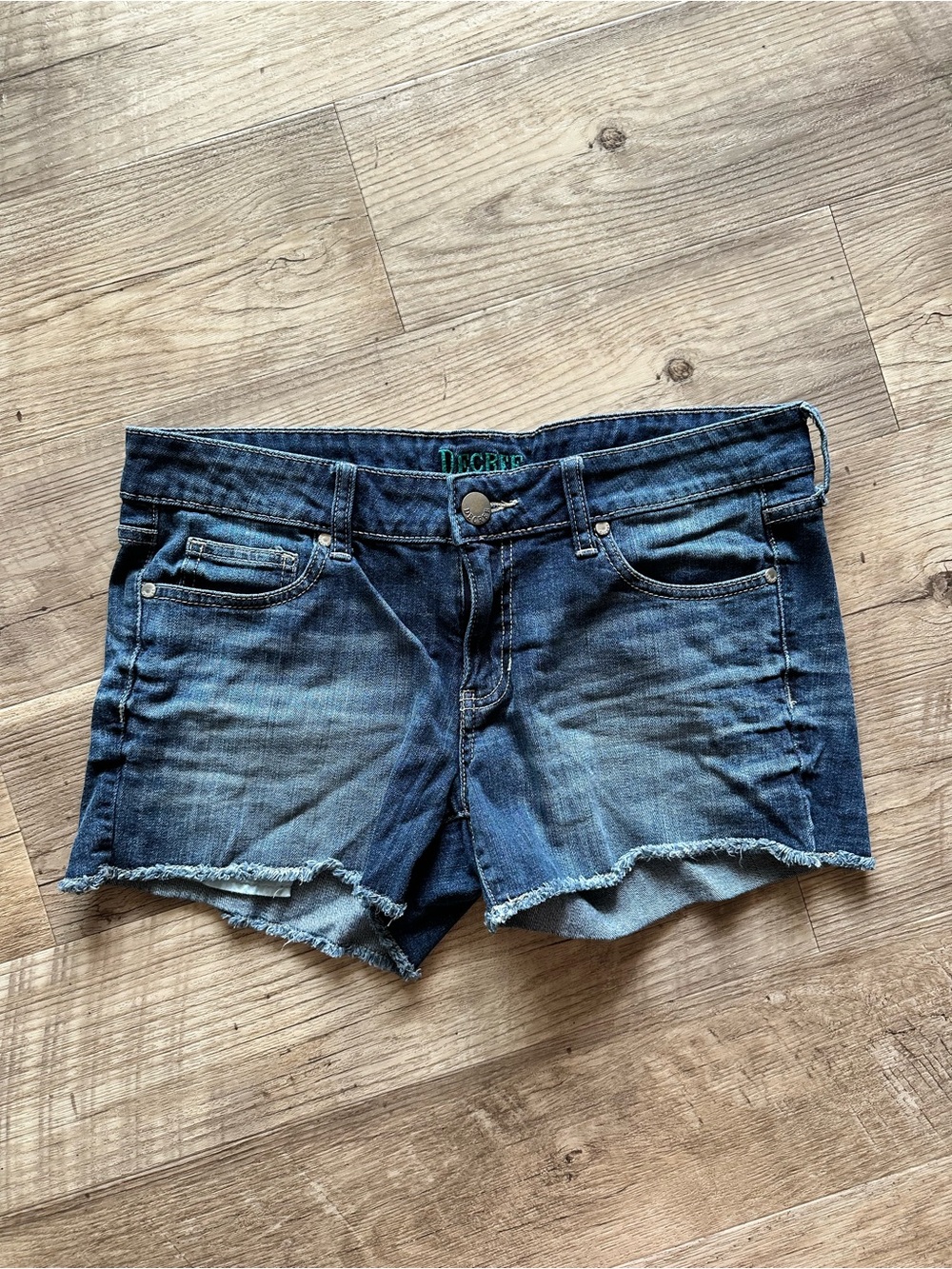 Decree Women's Dark Blue Distressed Denim Cutoff Shorts